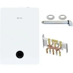 ELM LEBLANC Chaudière Gaz Murale Condensation Egalis Ballon Condens E.L.M Leblanc 24kW Complète (Ventouse + Douilles + Dosseret)