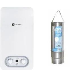 Pack Chauffe-eau Gaz Instantané, ELM LEBLANC, Ondea Hydropower, 10 L/min BUTANE PROPANE Bas Nox + Gaine Flexor Cheminée