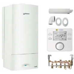 Chaudière Murale Gaz ELM LEBLANC Megalis Condens GVAC 25-1M 24 Kw COMPLETE ( Dosseret + Ventouse + Thermostat CR100 )